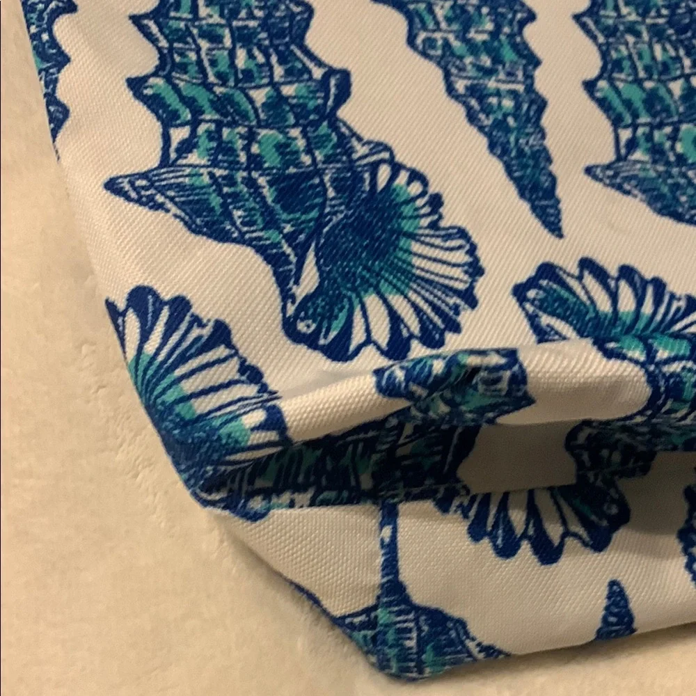 Large Vintage Lilly Pulitzer Blue Seashell Print Tote Bag - Picture 7 of 10